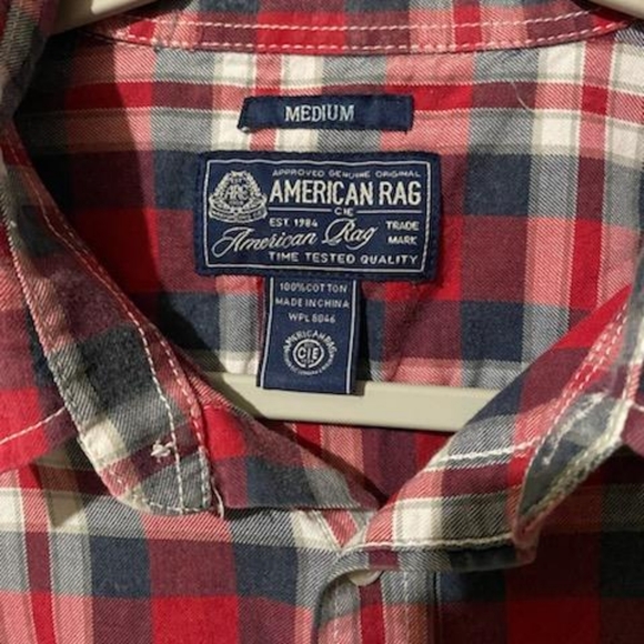 American Rag Men's Shirt M Red Plaid - Picture 5 of 5